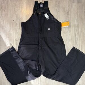 Berne Men's Heavy-duty Duck Water Repellent Workwear Insulated Bib Black NWT XL